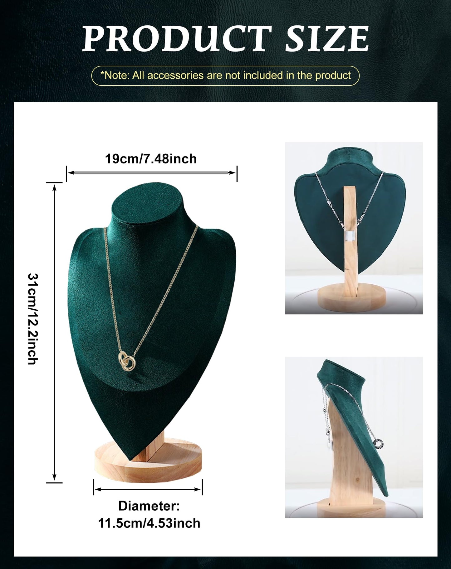 TINGSING Velvet Necklace Display Stand Jewelry Bust Display Stands