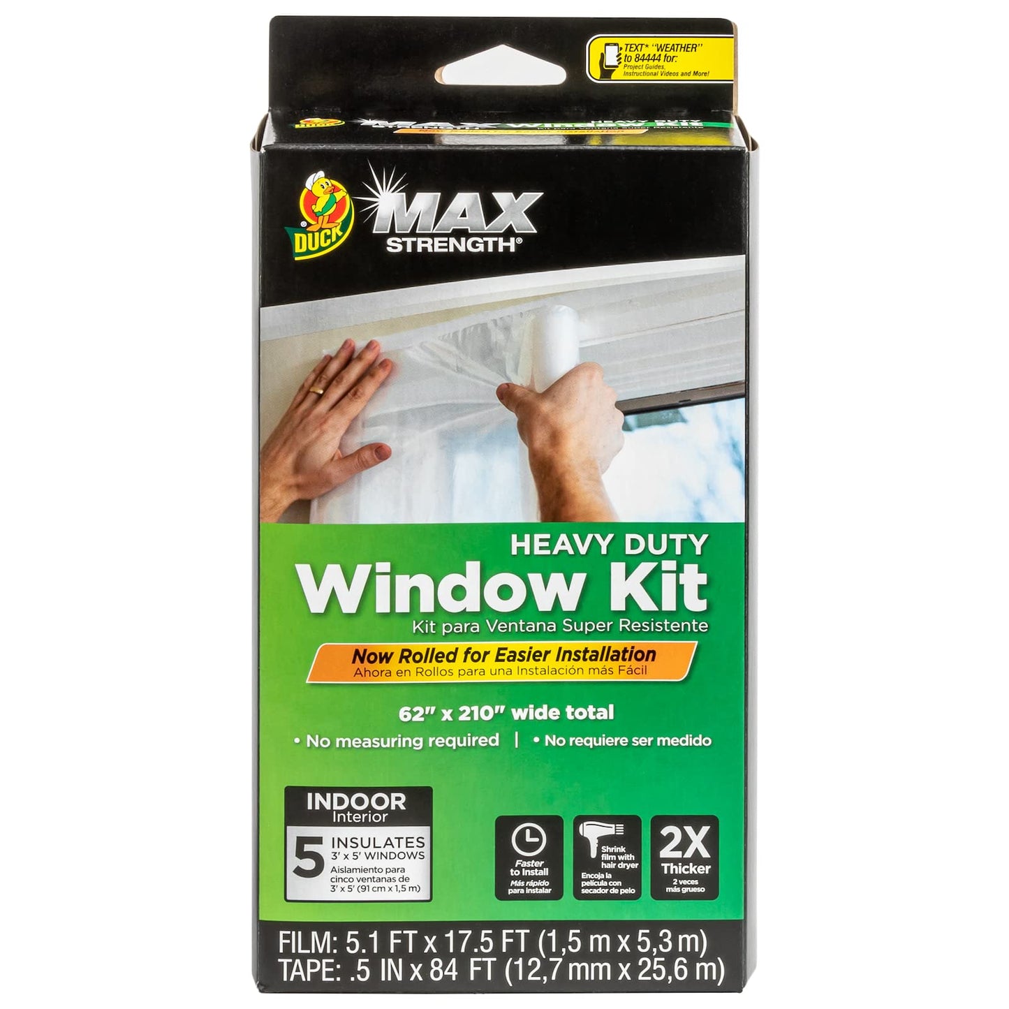 Duck MAX Strength Window Insulation Kit, Winter Window Seal Kit Fits up to 5 Windows, Heavy Duty Shrink Film Cuts to Size for Easy Indoor