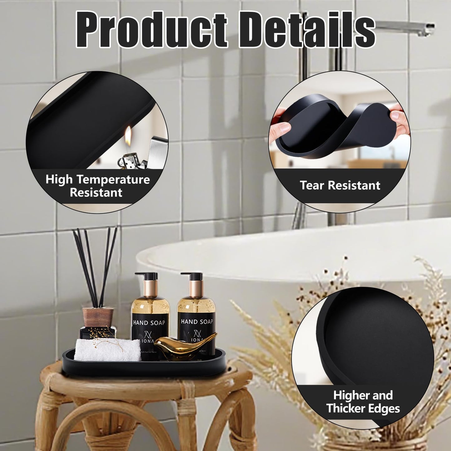2 Pcs Oval Bathroom Vanity Trays Toilet Tank Oval Storage Tray