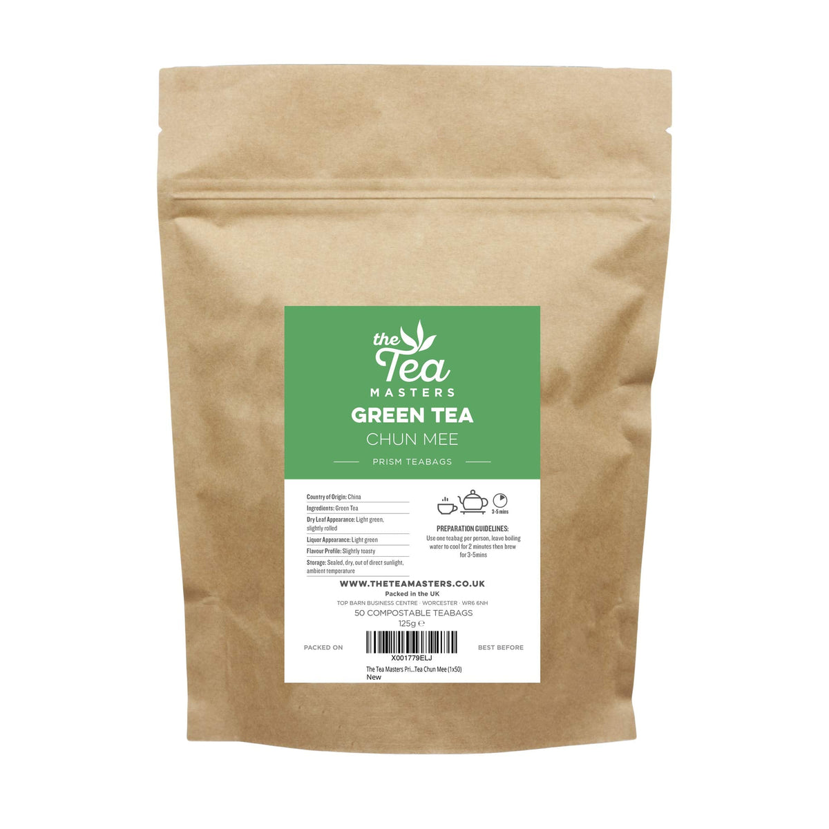 The Tea Masters Prism Teabags Green Tea Chun Mee (1x50)