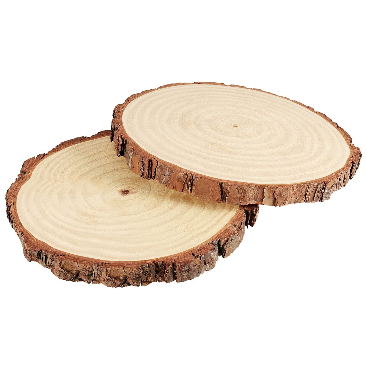PINGEUI 6 Piece Natural Wood Slices, 23-25 cm Unfinished Wooden Circles with Bark Round Blank Wooden Slices Wood Discs for DIY Crafts, Christmas