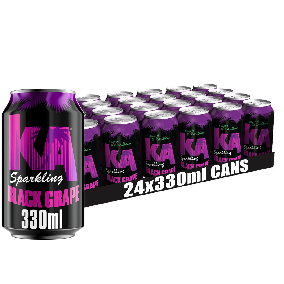 KA Caribbean Black Grape Fizzy Drinks - Traditional & Authentic Caribbean Jamaican Style Sparkling Drink - Soft Drinks Multipack - Black Grape Soda