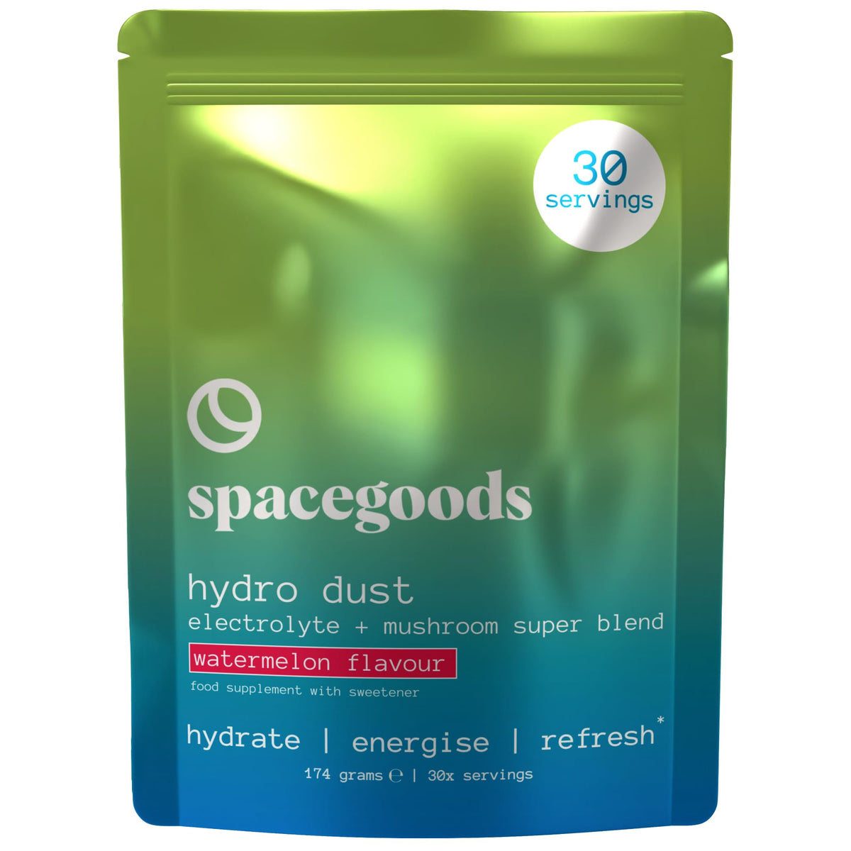 Spacegoods Hydro Dust 174g | 30 Servings | Electrolyte Hydration Blend with Himalayan Pink Salt, Vitamin B & Zinc | Supports Energy, Mental Clarity &