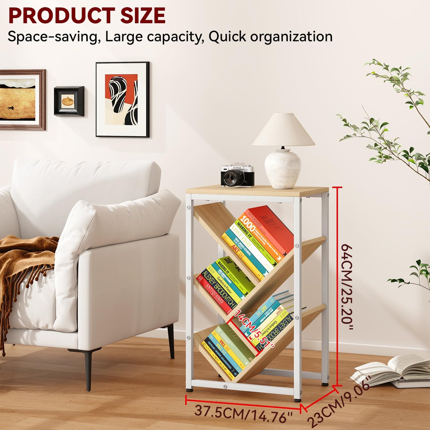 IBUYKE 5 Tier Tree Bookshelf,Small Desktop Bookshelf,Natural TBC003N