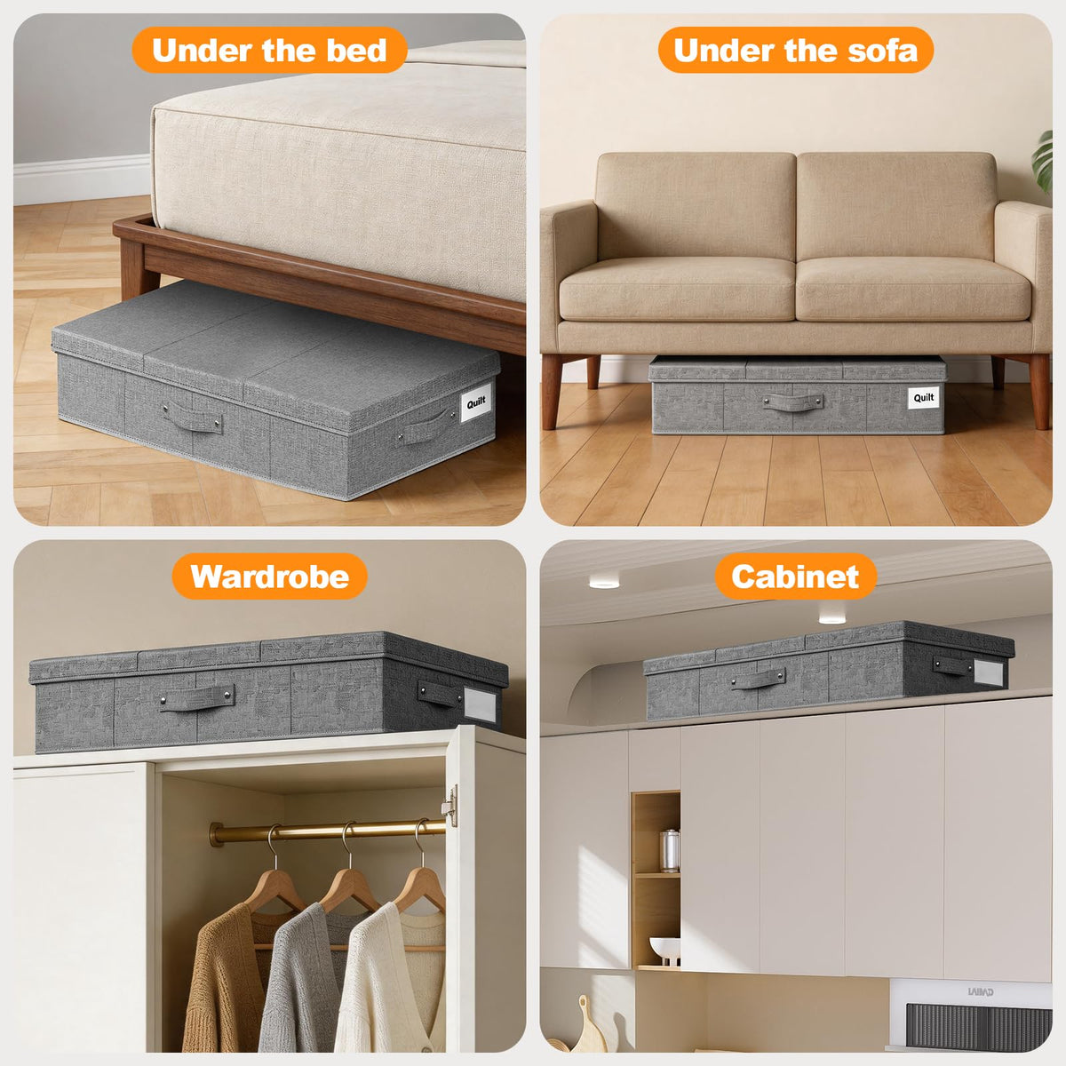 Mavivegue 2 Pack Underbed Storage Boxes with Lids