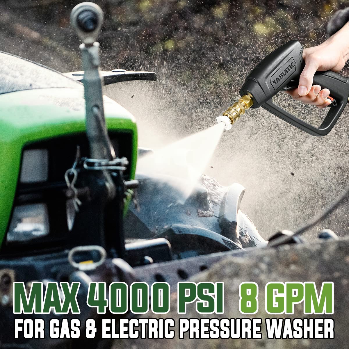 YAMATIC High Pressure Washer Short Gun with 5 Spray Nozzle Tips, Power Washer Spray Handle Replacement for Ryobi, Simpson, Craftsman, Greenworks, Troy