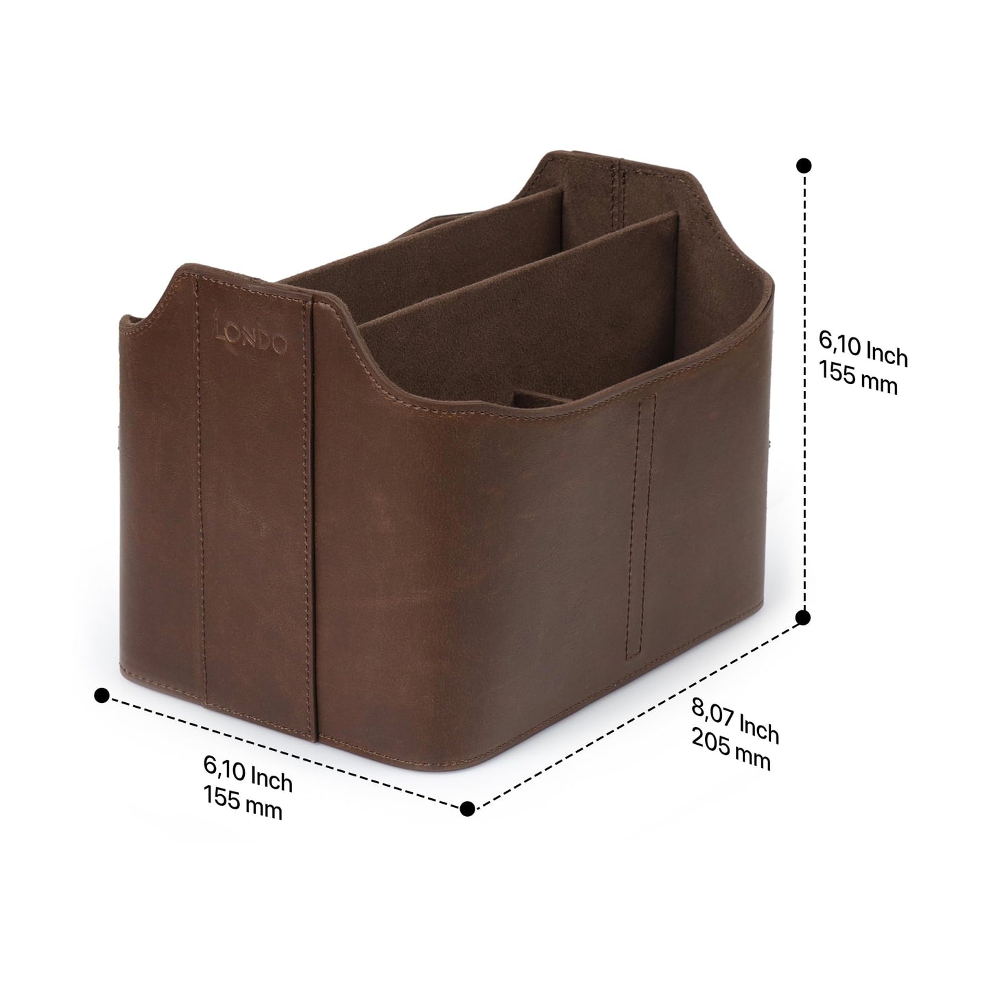 LONDO Leather Remote Control Organizer Caddy with Tablet Holder - 4 Pockets - Fits Apple TV, Roku, iPad