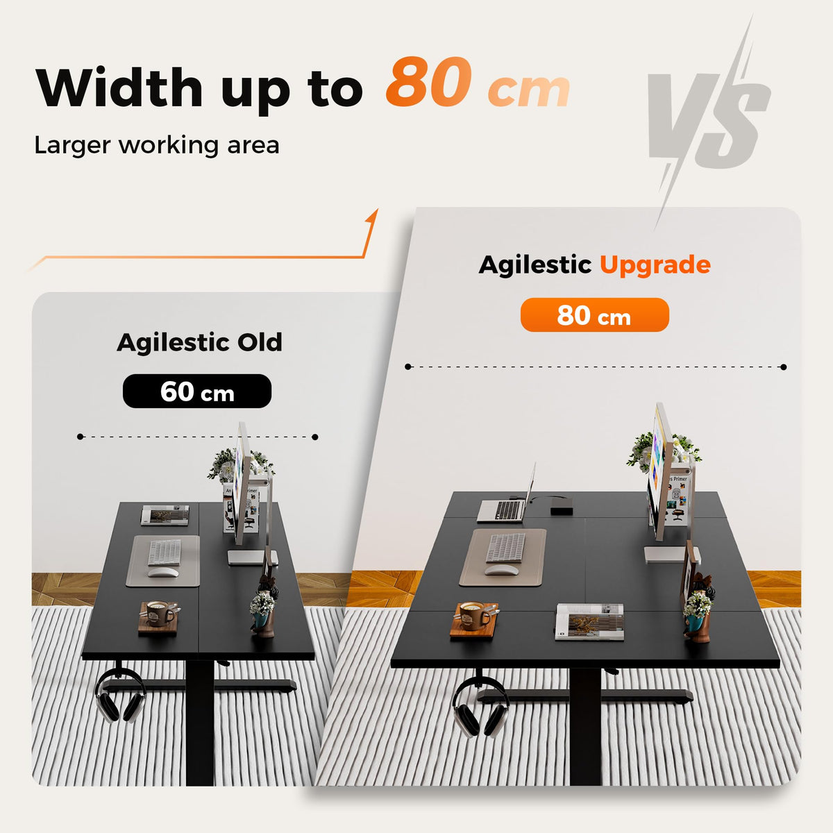 Agilestic Height Adjustable Electric Desk, 2 Memory Height, 160x80cm