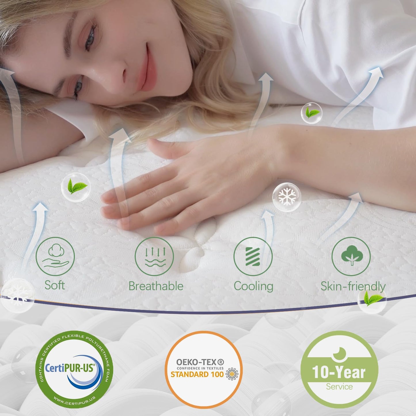 Bednew Small Single Mattress, 12 inch Medium-Firm Hybrid Mattress with Memory Foam & Pocket Springs