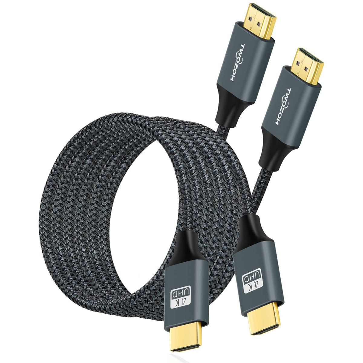 Twozoh 4K HDMI Cable 5M 2 Pack, Nylon Braided High Speed HDMI Lead Support 3D/4K@60Hz/2160P/1080P