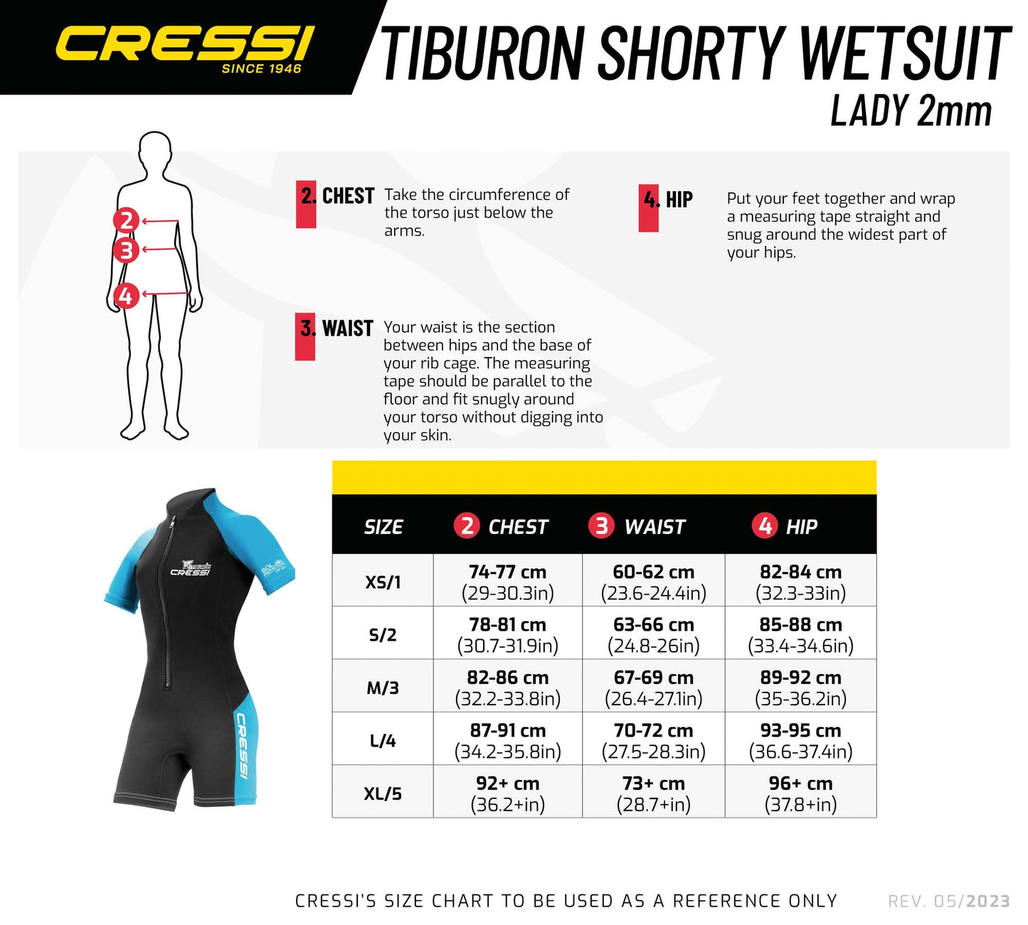 Cressi Womens Tiburon Lady Monopiece 2 Mm Shorty Wetsuit, Black/Aquamarine, S EU