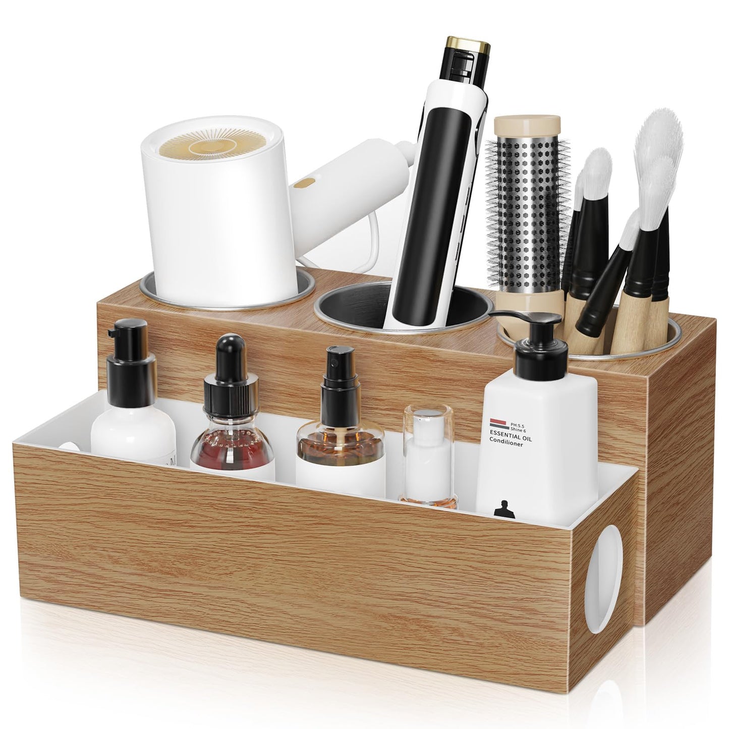BYUNER Hair Tools Organizer, Hair Dryer Holder for Dressing Table, Hair Dryer and Straightener Holder for Bathroom Countertop Hairdryer Storage Stand
