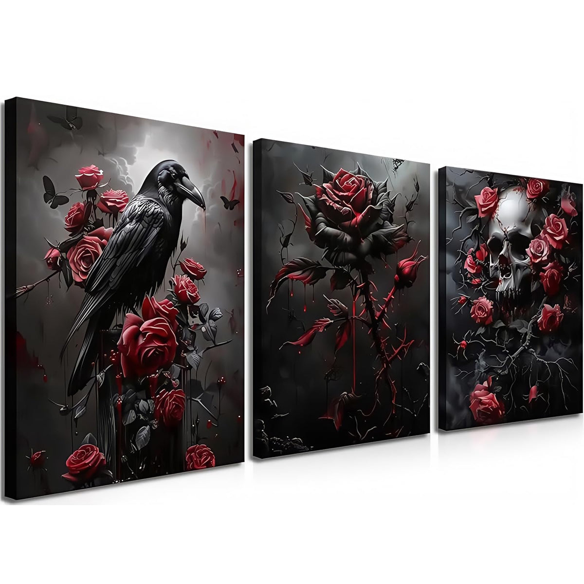 AstraGlam Halloween Diamond Art Kits for Adults, 5D Gothic Diamond Art 3-Piece Set,DIY Full Drill Diamond Painting Kit,Home Wall Decor Arts and Crafts