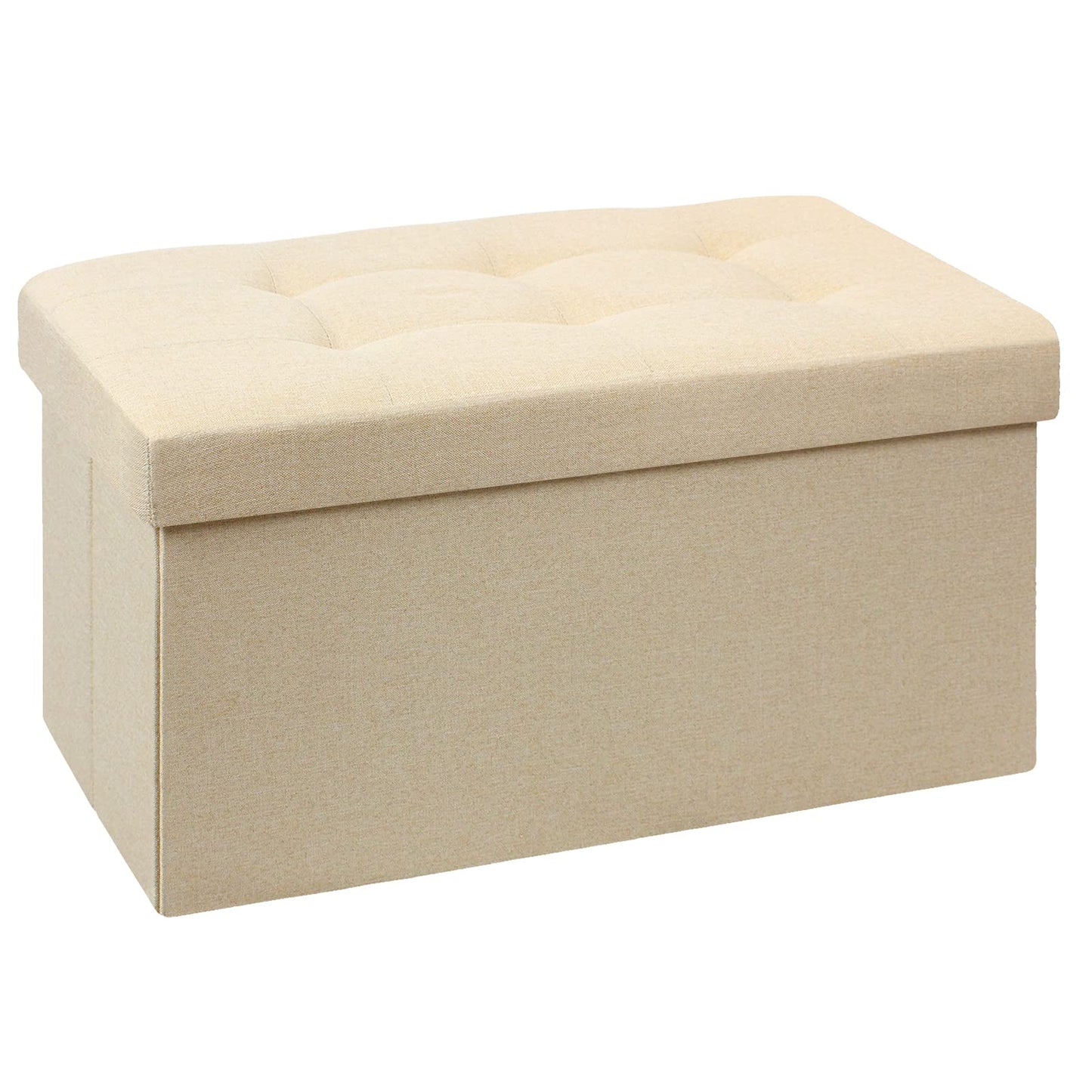 BRIAN & DANY Folding Linen Storage Boxes Footstool Ottoman, Foot Rest Stool, Foldable Seat Bench Footrest - Beige, 76 x 38 x 38 cm