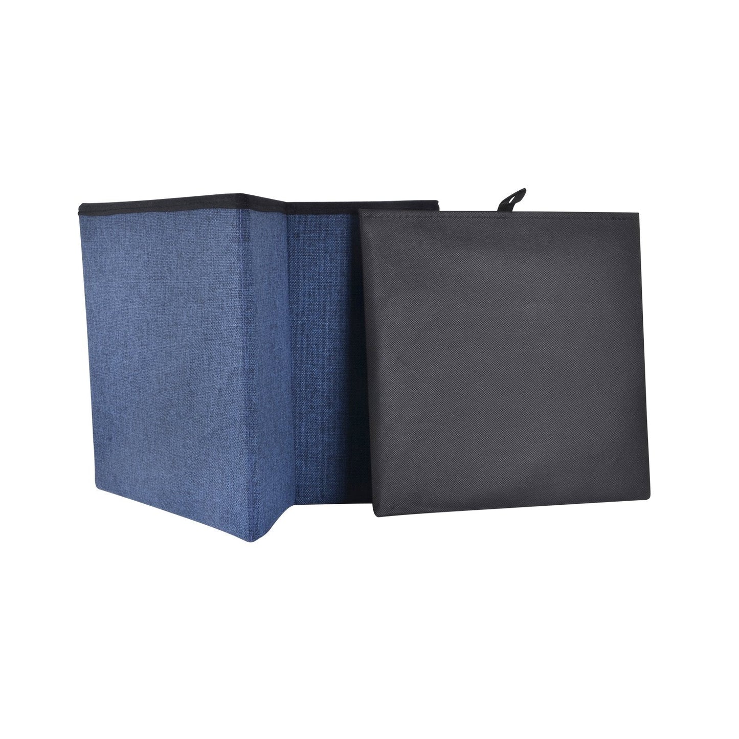 XSS Folding Check Pattern Storage Ottoman Cube With Foam Padded Lid 15" - Blue
