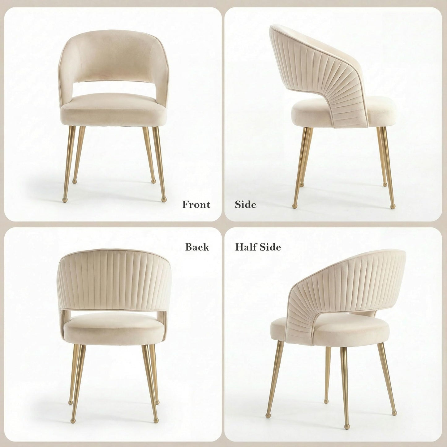 younturn Modern Velvet Upholstered Dining Chairs Set of 2, Comfortable Padded Kitchen Chairs with Armrests