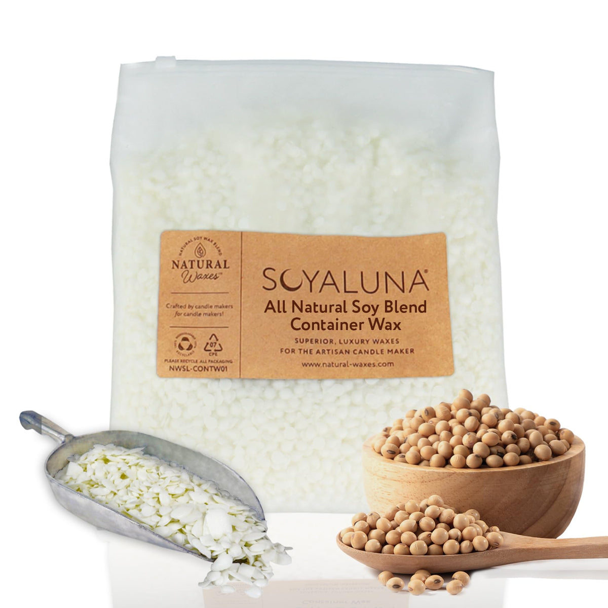 Soyaluna 4Kg All Natural No Paraffin Soy Blend Container Wax for Candle Making - Premium Container Wax, Easy to use. Smooth Surface, no Tunnelling,