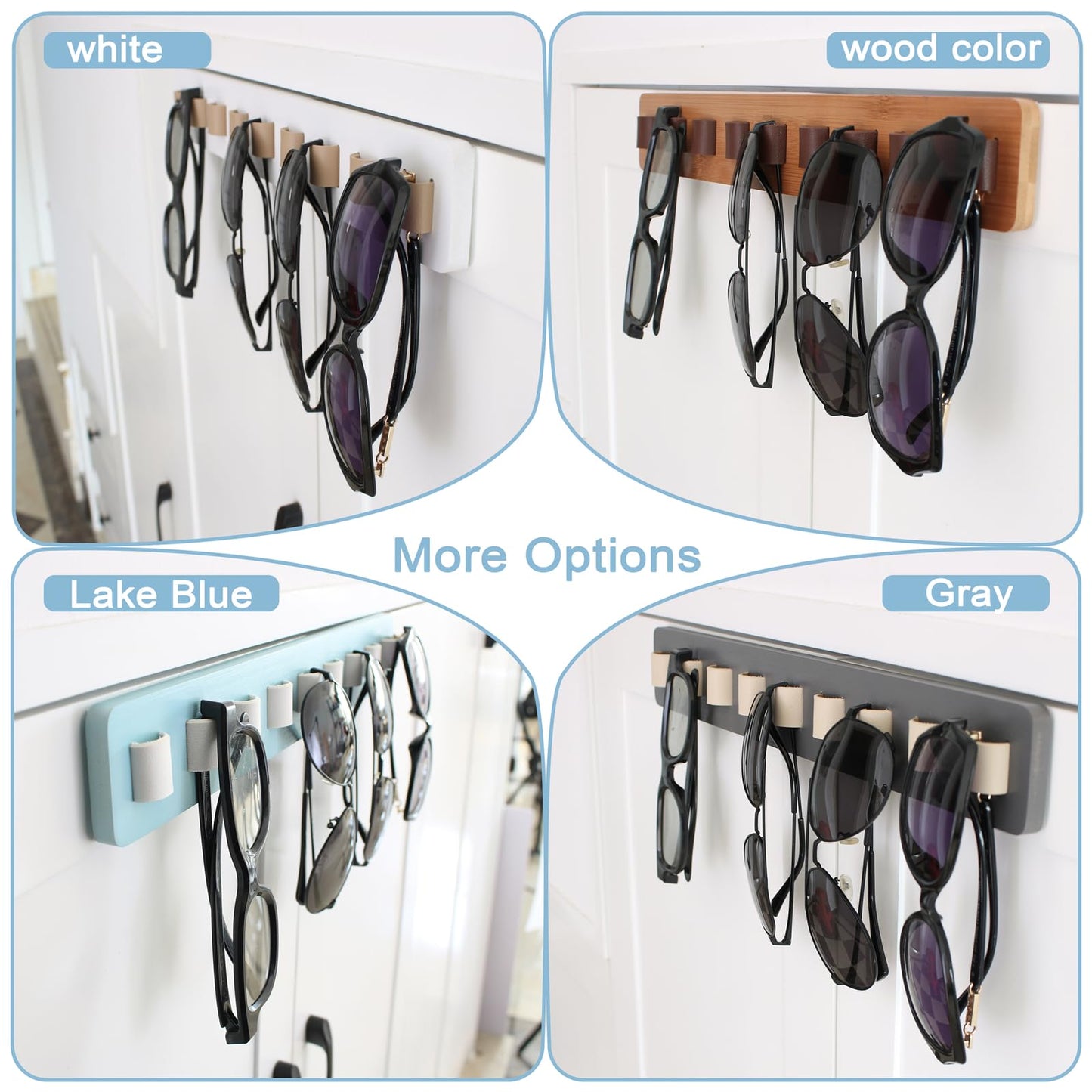 FINDAMAZE Sunglasses Organizer Wood Sunglasses Holder Wall Mounted Sunglasses Rack/Sunglasses Stand Sunglasses Display for Men or Women,Home Decor