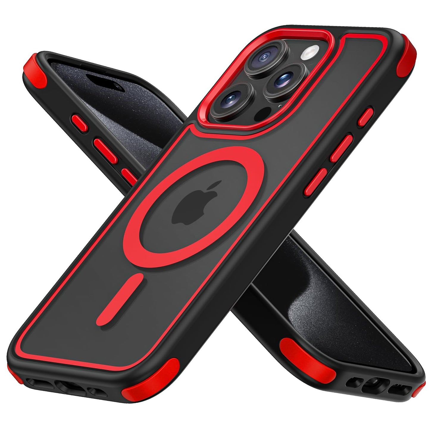 MobNano Hybrid Clear Magnetic iPhone 15 Pro Max Case, [Compatible with Magsafe] Silicone Shockproof Bumper hard Transparent Outdoor Football Phone 15