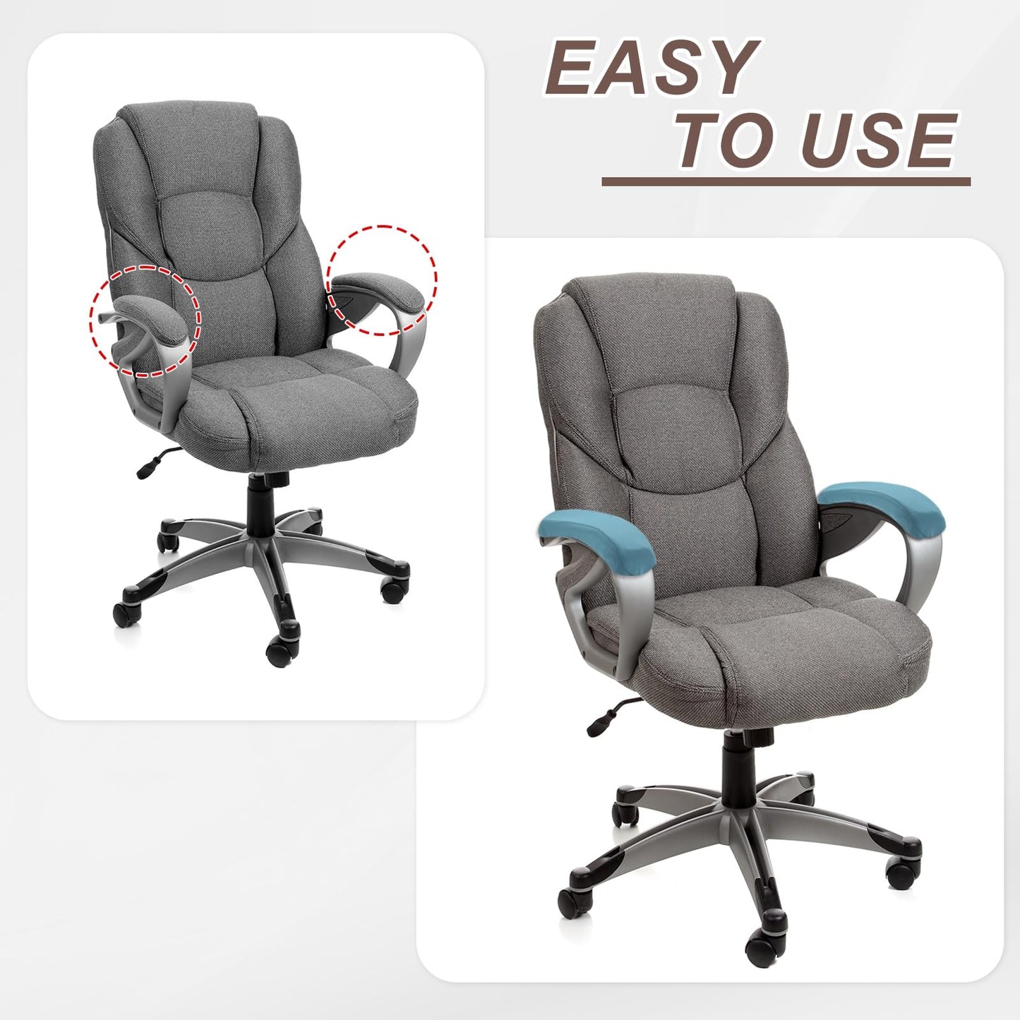 sourcing map Chair Armrest Slipcovers Covers, 32 x 8cm Polyester Removable Seat Hand Rest Protector for Office Chairs Desk Chair(Brown)