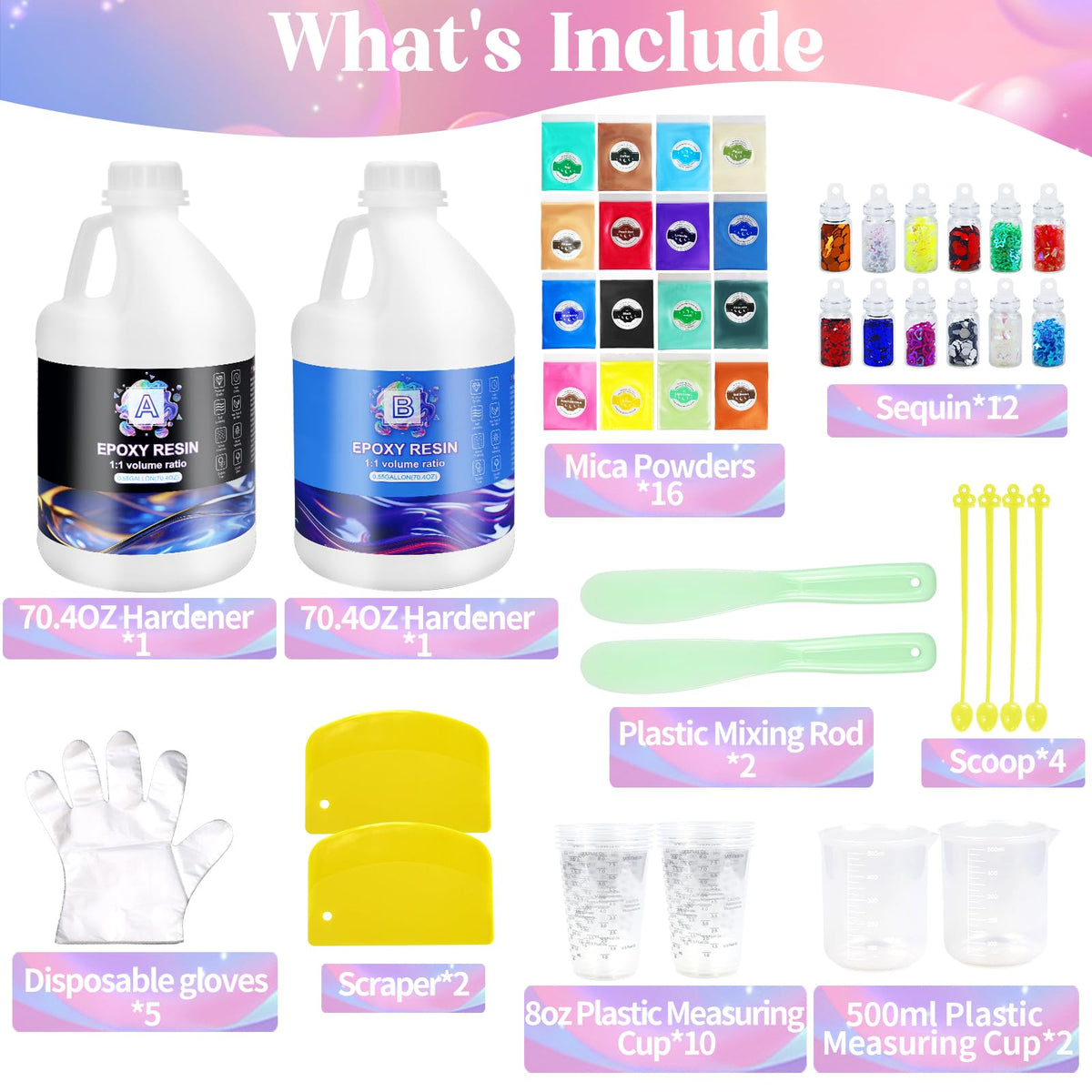 Ghguole Epoxy Resin Kits-4.15 L/1.1 Gallon Crystal Clear Epoxy Resin&Hardener for Beginners,Resin Starter Kit for DIY Art&Craft,Jewelry Making,Mold