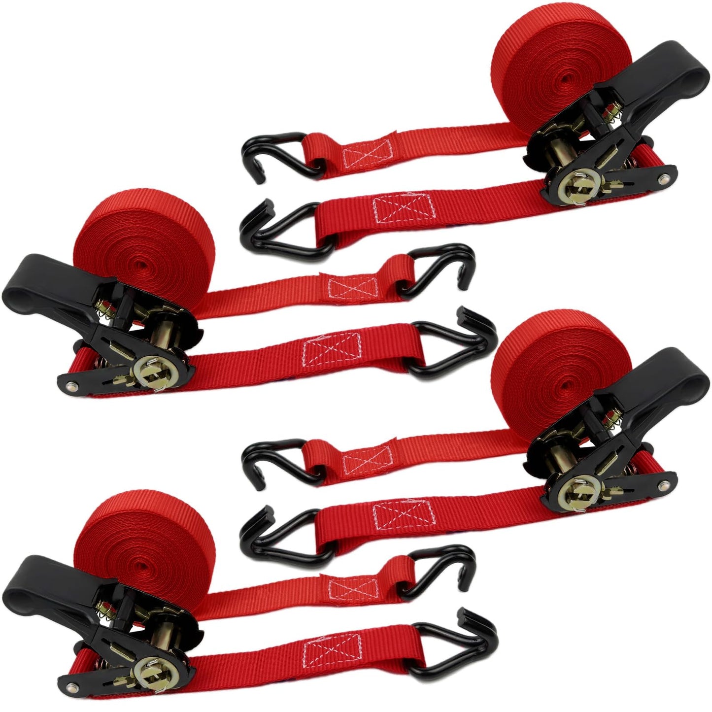 OWSYTOOL Ratchet Straps 4Pack, 800KG Tie Down Straps, 6M x 25mm Ratchet Straps with Hook Cargo straps for Motorcycles, Car, Trailer, Household (4pack)