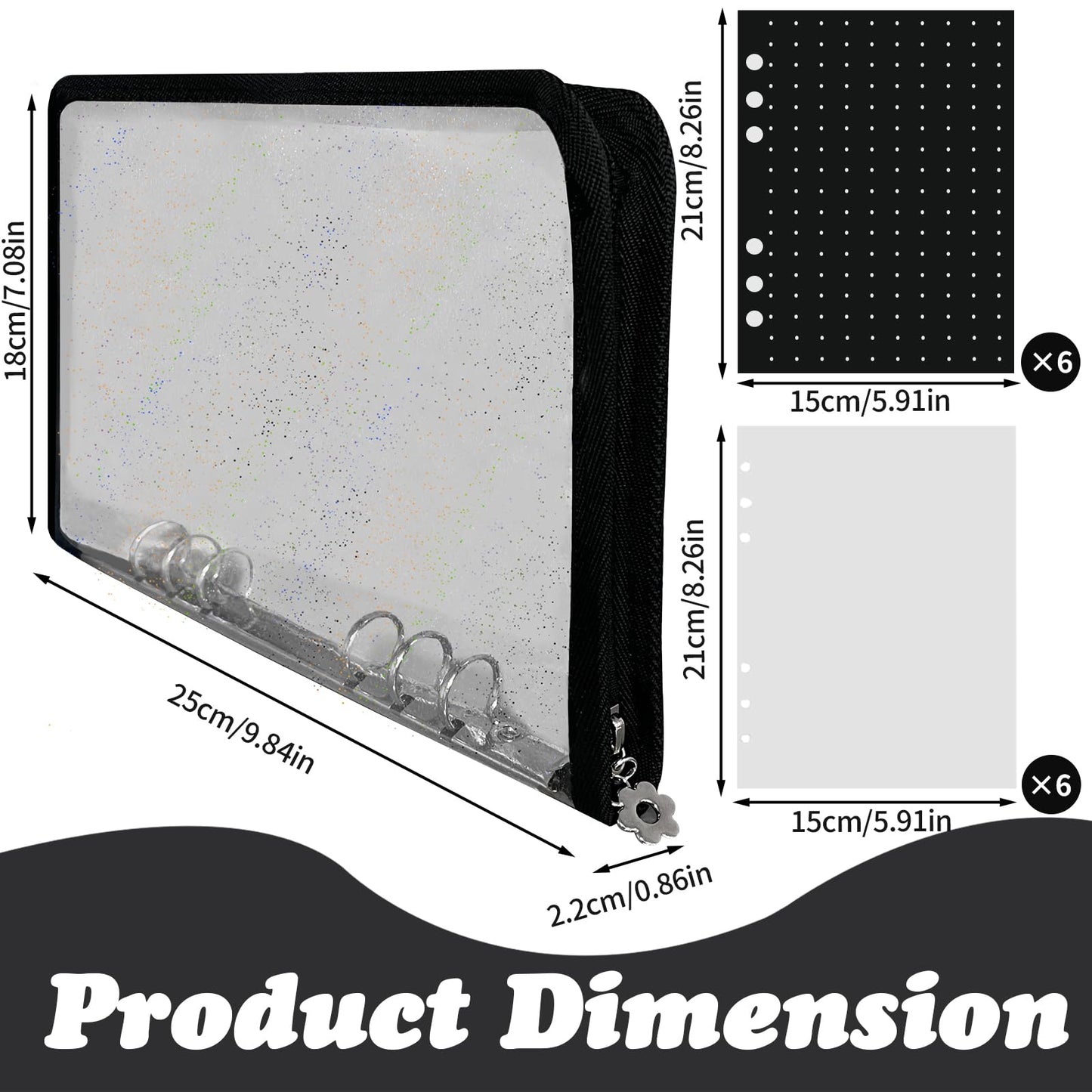 Huakaile 8.26" x 5.91" Black Enamel Pin Display Book, Pin Trading Binder Album with 6 Page Felt Boards, 6 Clear Dividers & Protective Cover