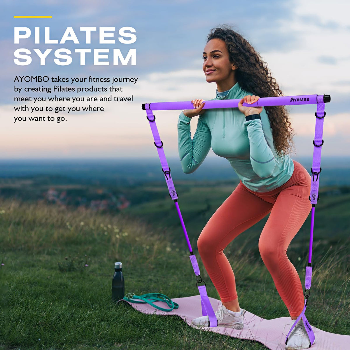 Pilates Equipment, Pilates Bar Kit with Resistance Bands, Adjustable Multifunctional Pilates Workout Equipment for Men & Women, Portable Pilates Bar