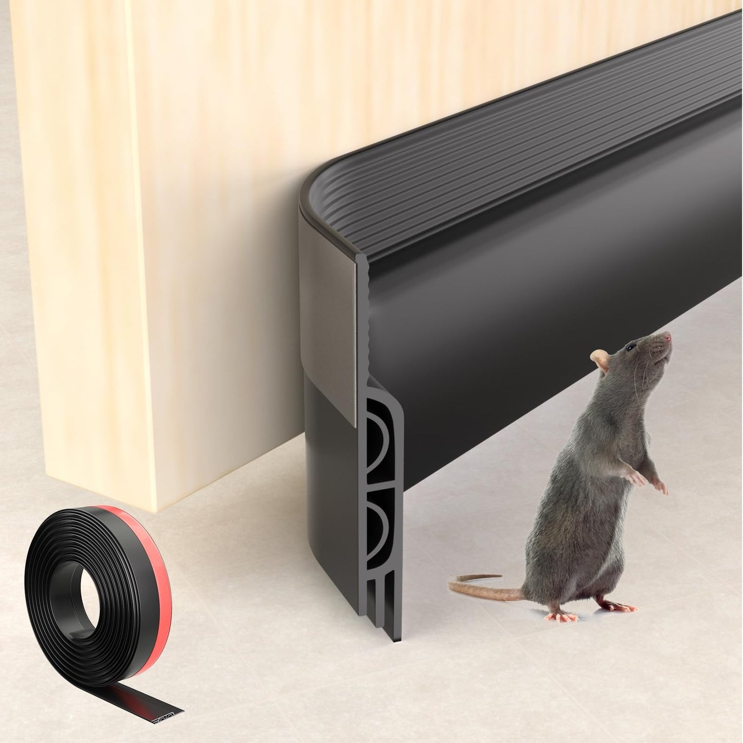 ESUFEIR 78"/2M Draft Excluder for Doors,Self Adhesive Draught Excluder for Bottom of Door,Silicone Draft Stopper Seal Strip for Soundproofing and