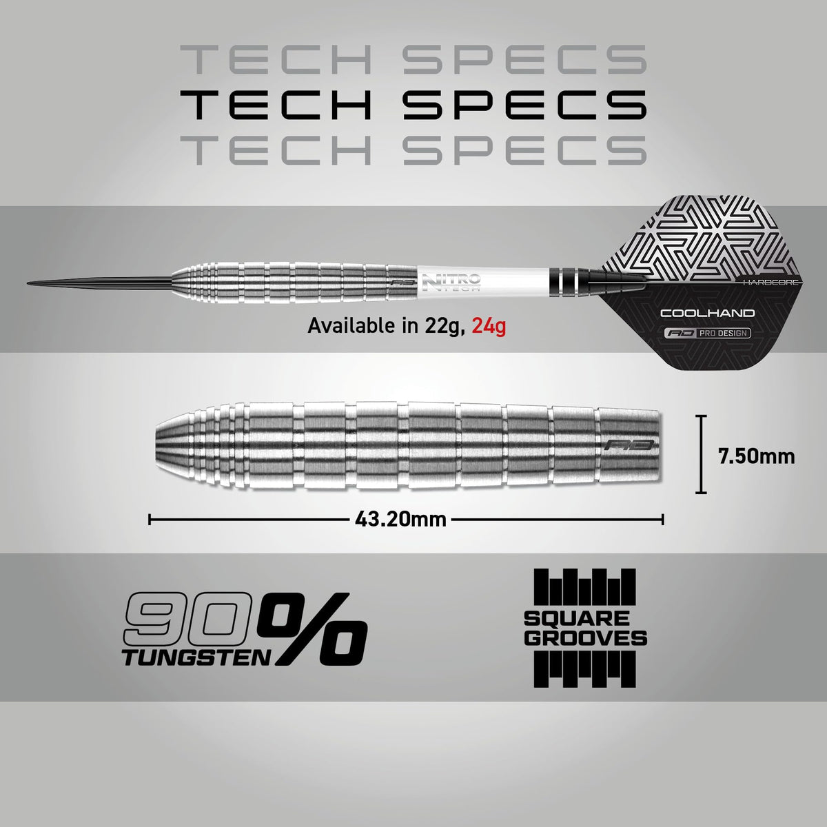 RED DRAGON Luke Humphries TX1 Pioneer 24 Gram Premium Tungsten Darts Set with Flights and Stems
