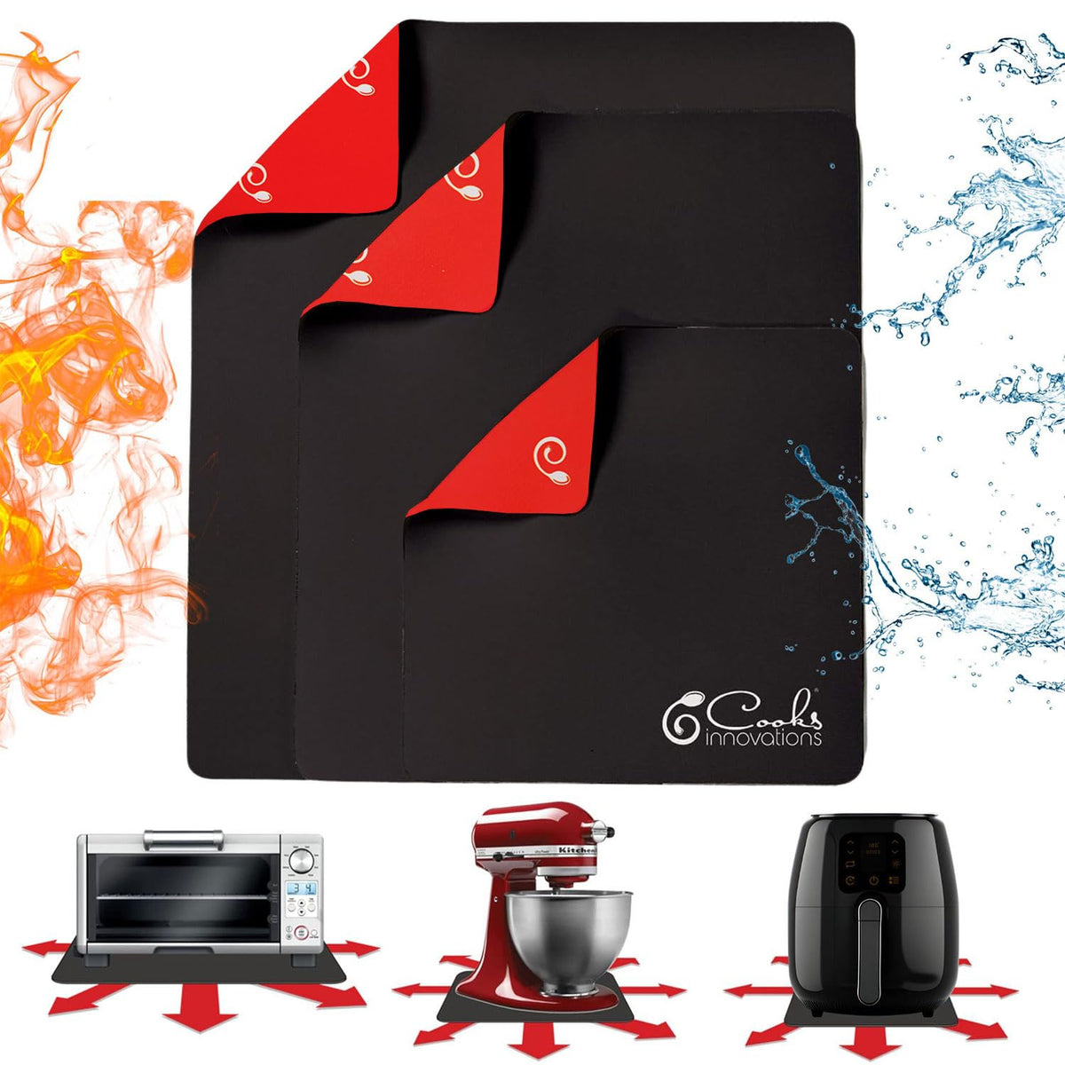 Cooks Innovations: Original 3 Pack Kitchen Countertop Appliance Sliders Mat - Scratch Protecting & Heat Resistant Easy Moving Slider Mats for
