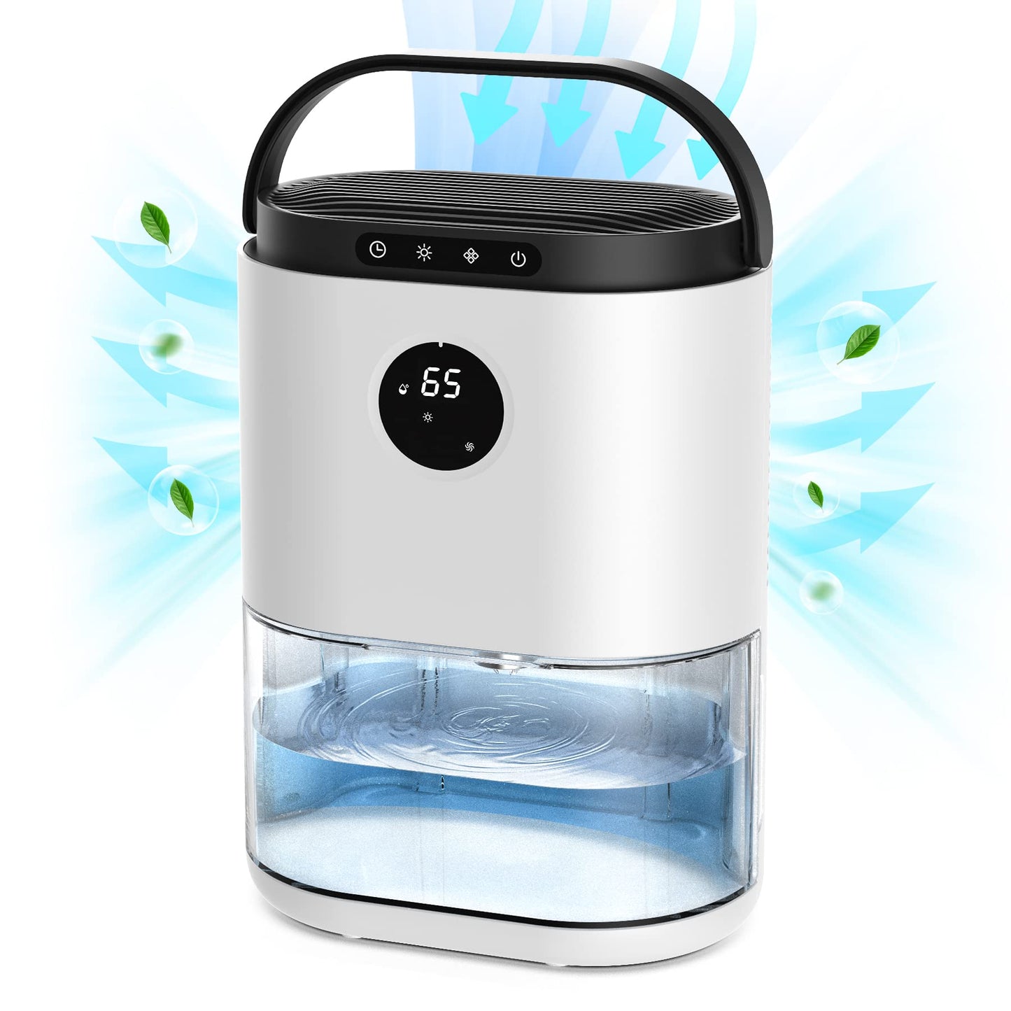 CONOPU Dehumidifier, 2300ML Dehumidifiers for Home 500 Sq.ft, Dual Semiconductors & LED Lights, Auto-Defrost Auto-Off 3 Modes Humidity Control,