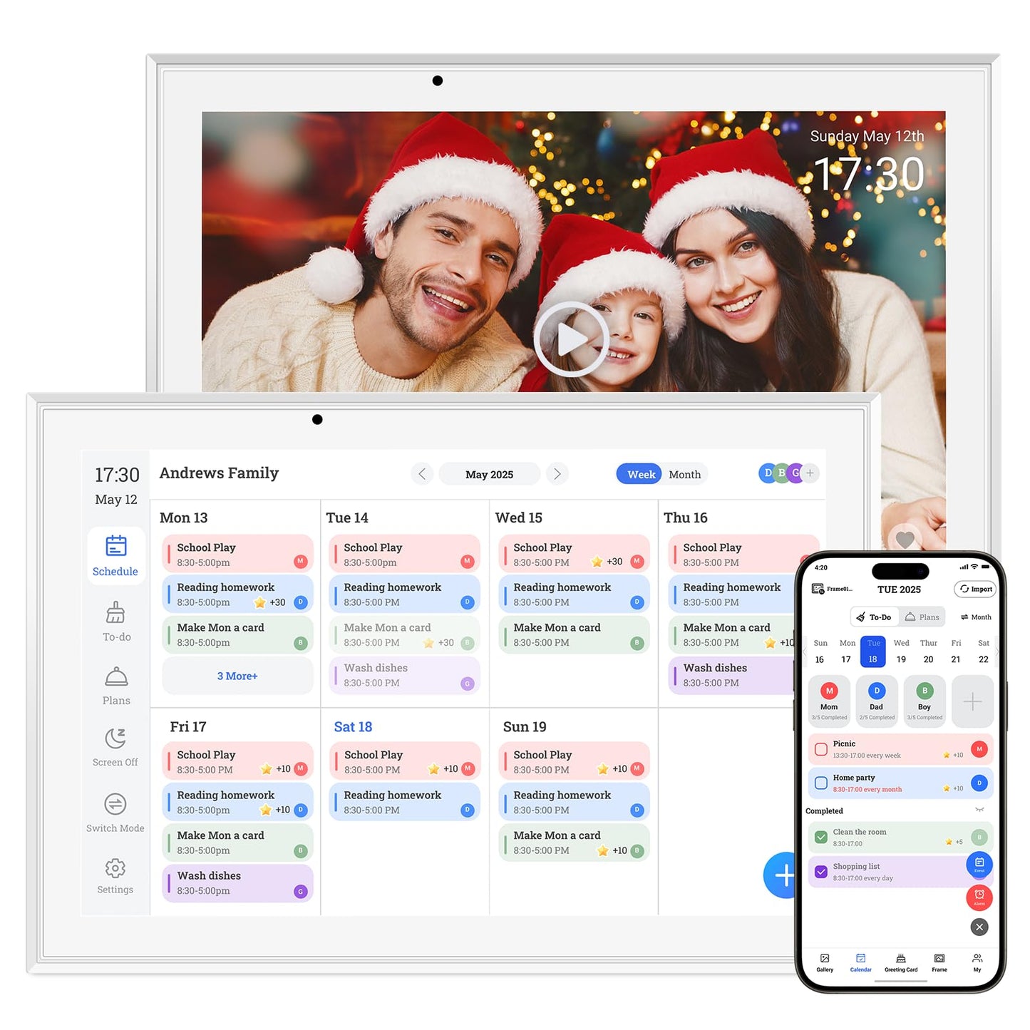 Hesmor Digital Calendar 10.1" & Chore Chart Smart Touchscreen Interactive Display for Family Schedules, Great for Organizing Wall Planner & Cloud