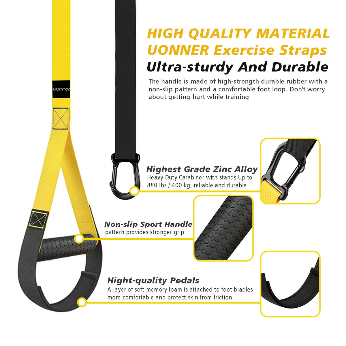 UONNER Suspension Trainer Home Gym Equipment Sling Trainer Workout Bands Fitness Straps Indoor Outdoor