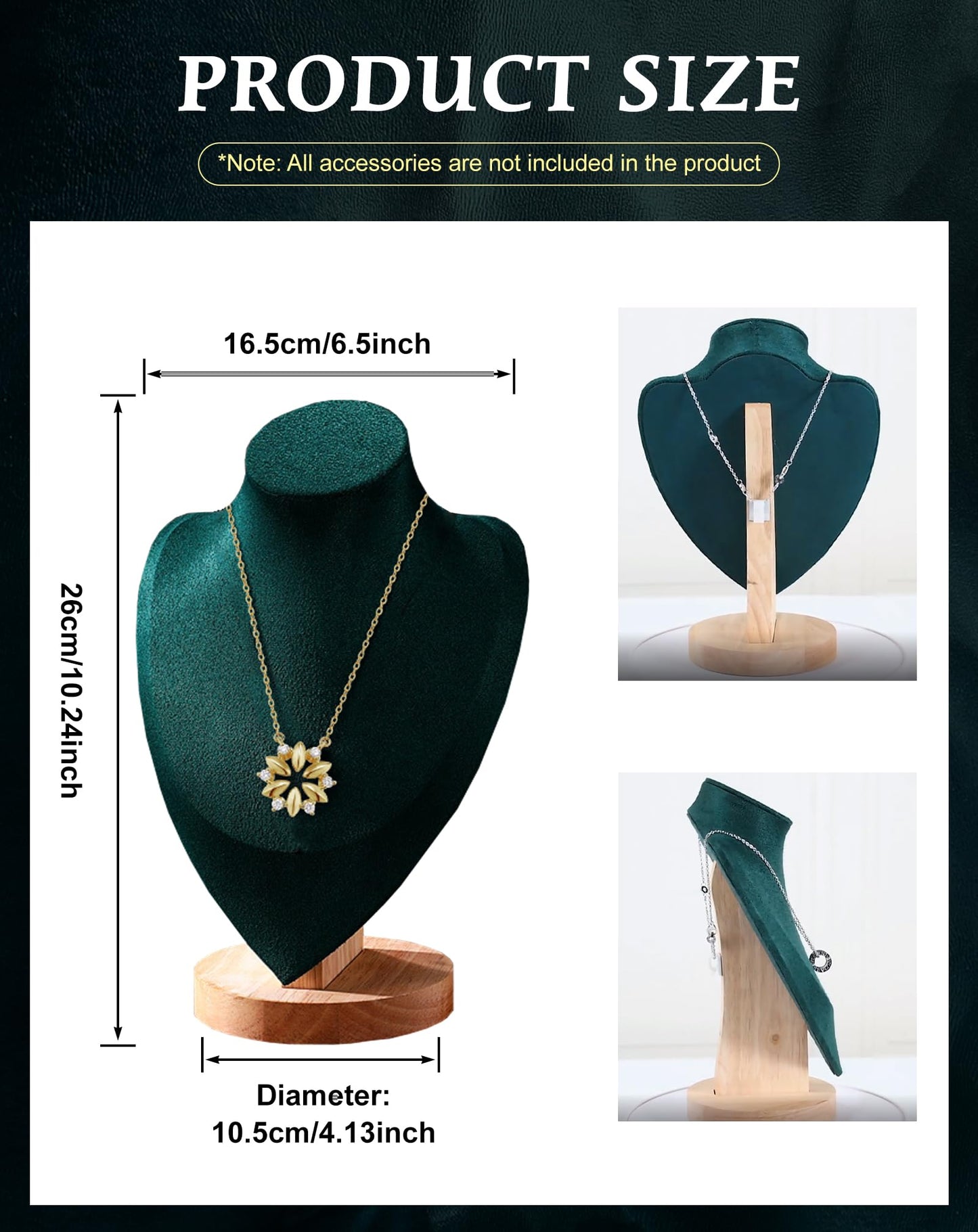 TINGSING Velvet Necklace Display Stand Jewelry Bust Display Stands