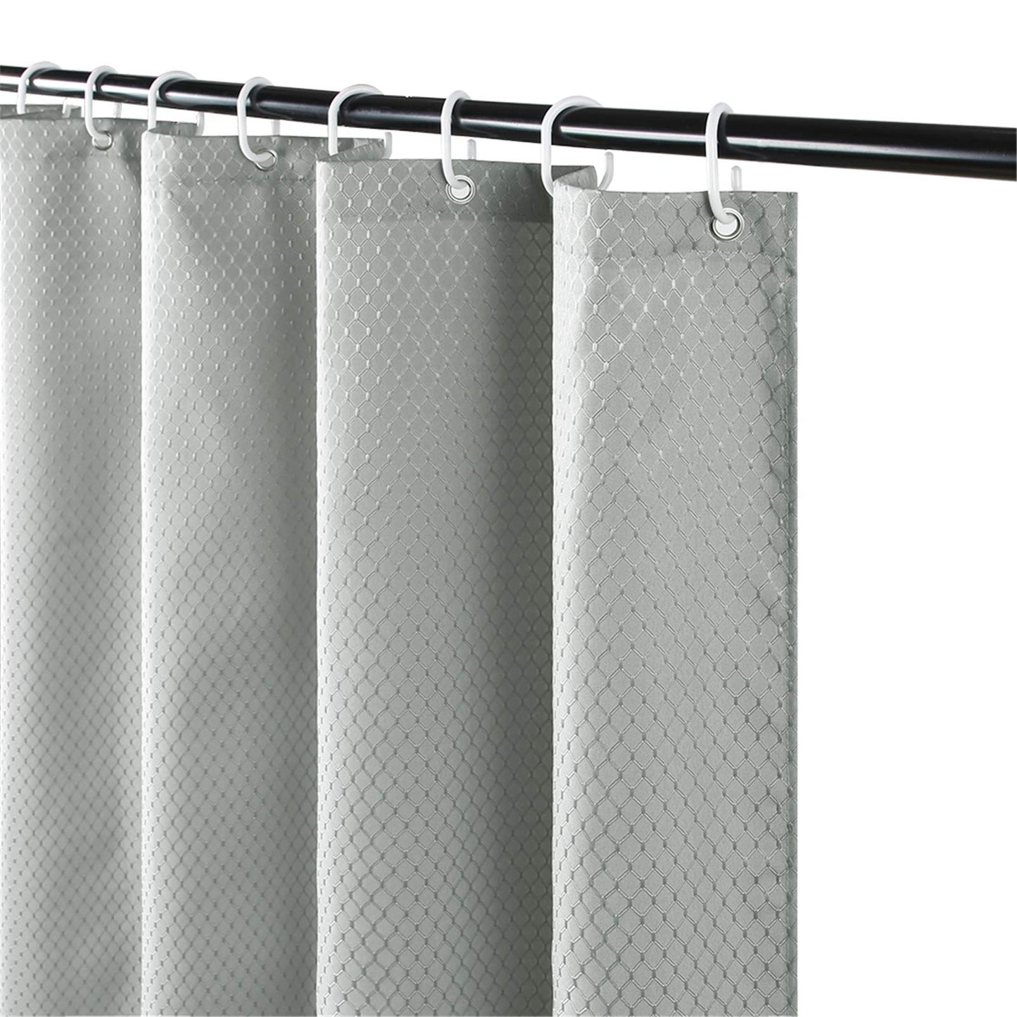 Furlinic Grey Waterproof Weighted Fabric Shower Curtain 78 inch Extra Long Curtain Liner Made of Mouldproof Polyester,Set with 12 ADS Hooks 180x200.