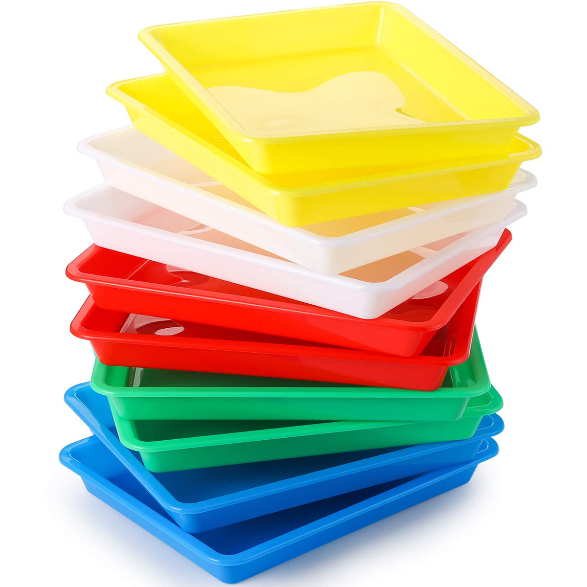 WUWEOT 10 Pack Plastic Activity Tray, 27 x 21 x 3 cm Multipurpose Art and Crafts Organizer Tray for Slime and Sensory Toys, Beads, Orbeez Water Beads,