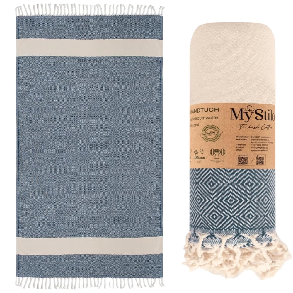 MyStilo 100% Recycled Cotton Hammam Towel (Petrol Blue)