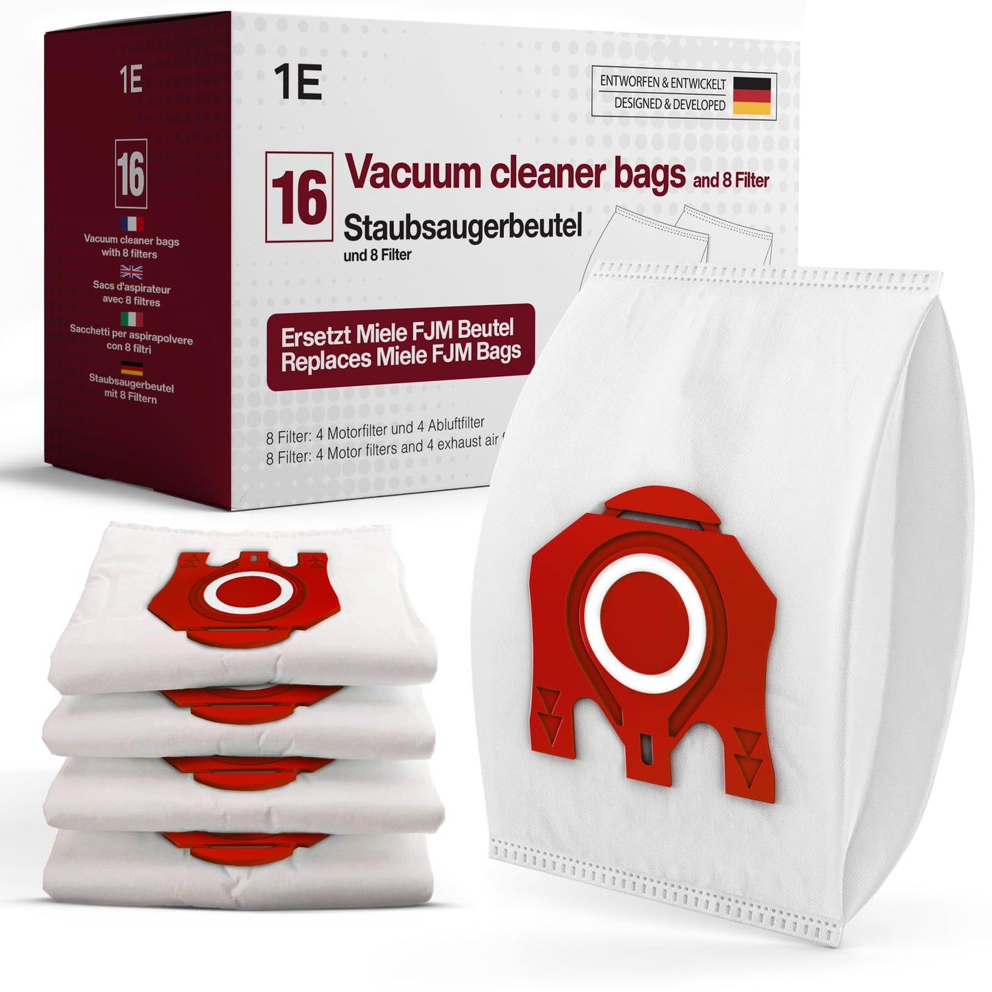 16 Vacuum Bags [Replaces Miele FJM] ? Compatible with Miele [Complete C1, Compact C1 & C2 Series] ? incl. 4 Motor & Exhaust Filters ? [S6000, S4000,
