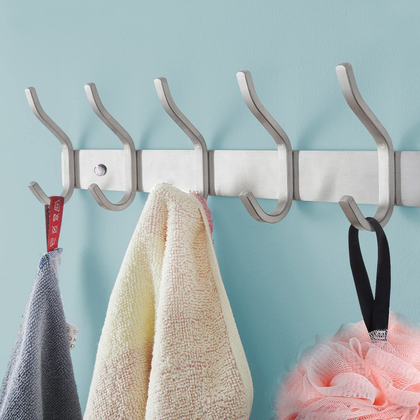 MEIJO Coat Hooks Wall Mounted, Coat Rack Wall Mounted Stainless Steel with 8 Hooks Heavy Duty Coat Hooks for Door, Bedroom, Bathroom, Kitchen
