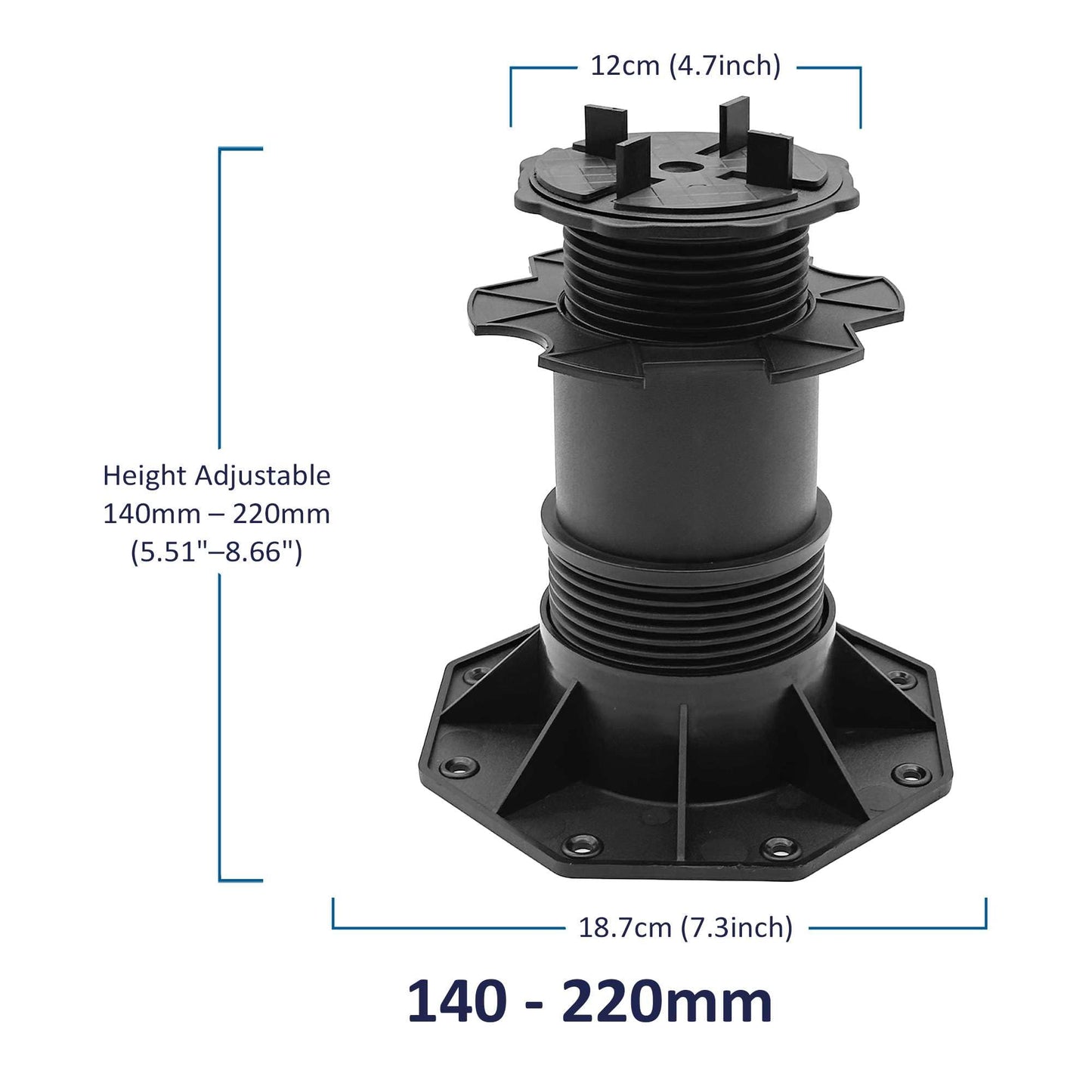 Nicoman Adjustable Tile & Paver Support Pedestal – Height Adjustable, Black Heavy-Duty Plastic, Paving Leveling & Drainage System