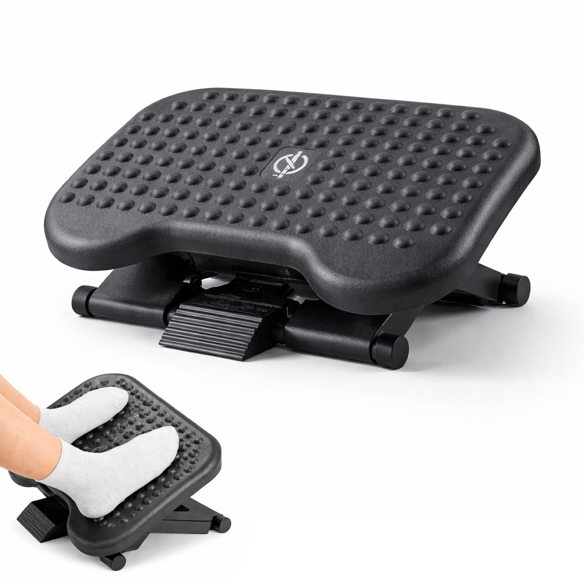 Adjustable Footrest Under Desk – Ergonomic Office Foot Rest with Massage Surface – Anti Slip Foot Stool for Home & Office
