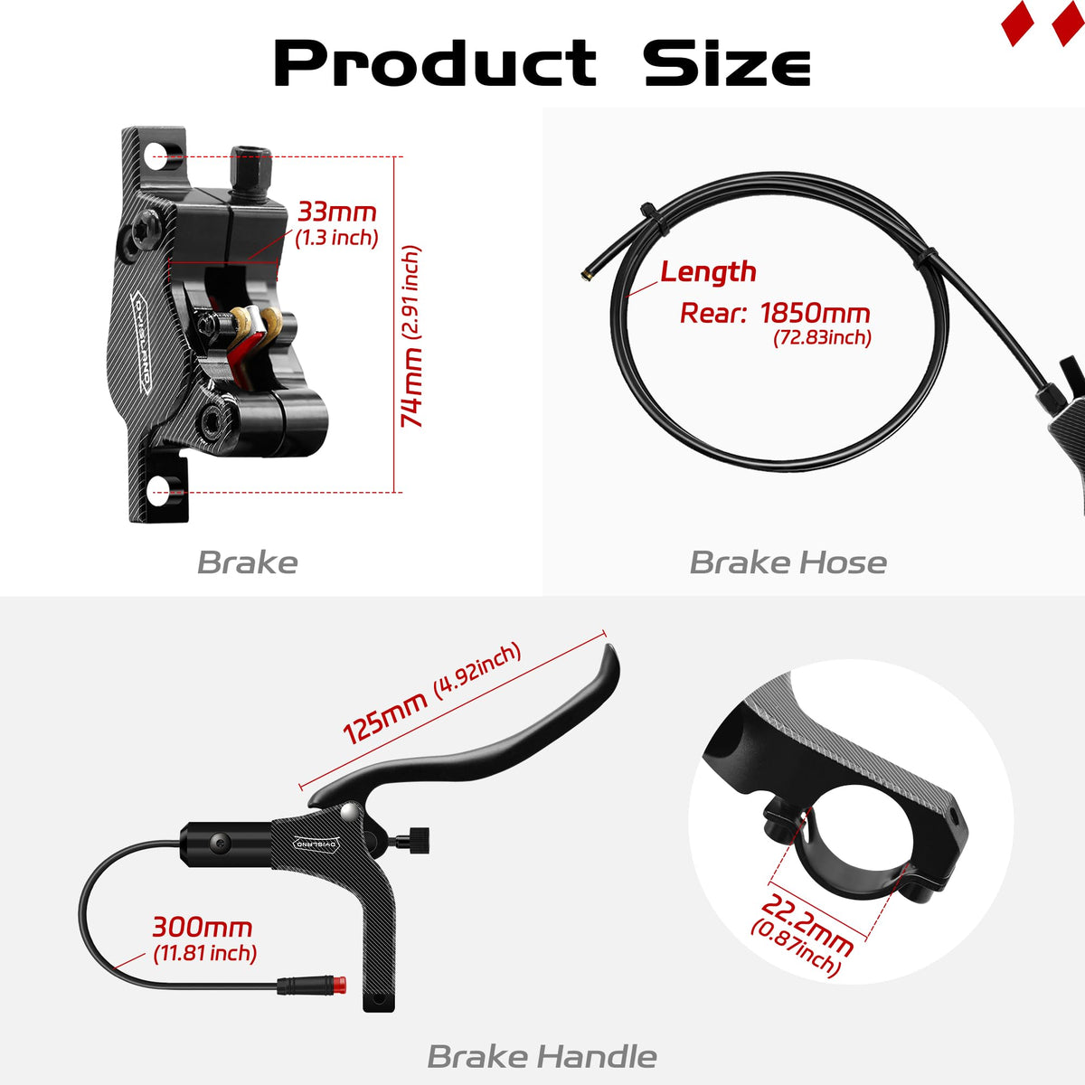 DYISLAND LD-200 2-Pistons Hydraulic Disc Brake Set for ebike,2-PIN Power-Off Electric Bike Hydraulic Brake kit?Hydraulic Brake Kits with mounting