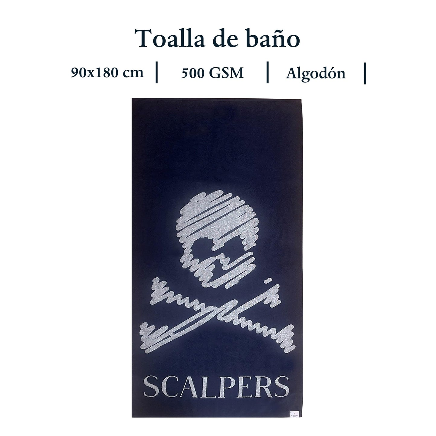 Scalpers Towel 90x180 cm 100% Cotton 500GSM Navy Blue with Logo Home