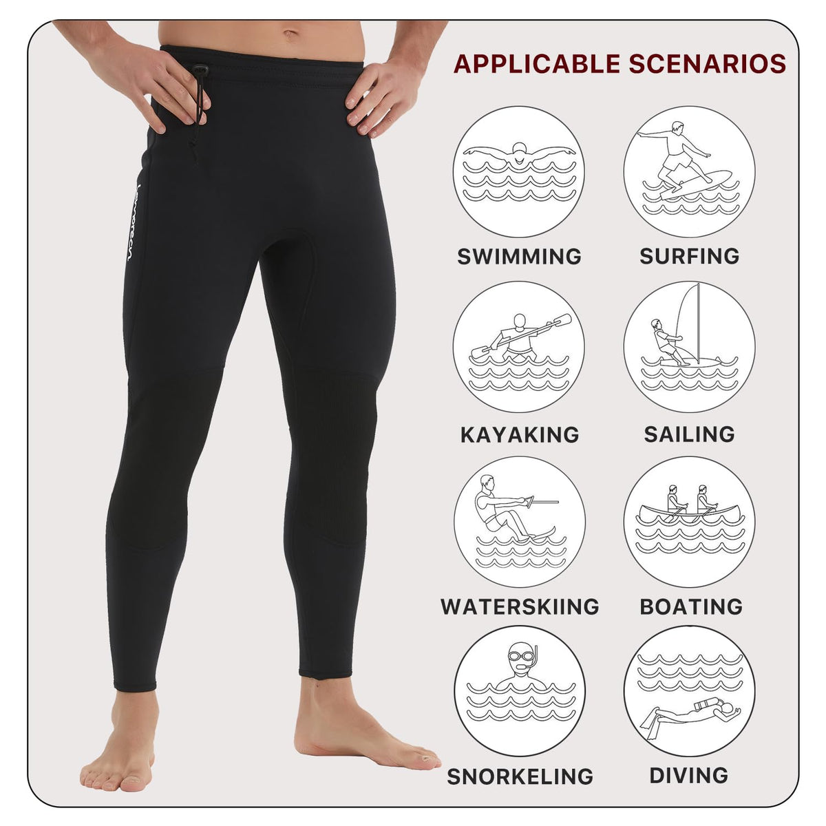 Lemorecn Wetsuits Pants 3mm Neoprene Swimming Canoeing Pants(UK1031-XL?