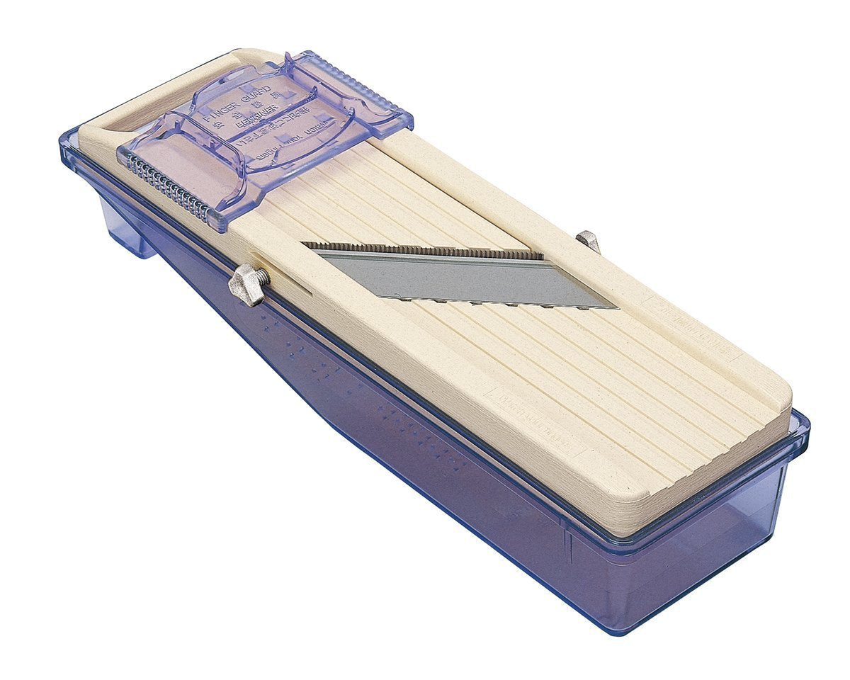 Benriner 3695 BN-3 Japanese Handheld Mandolin Slicer with Three Interchangeable Stainless-Steel Blades-Ivory, Vegetable Fruit Cutter Peeler, Stainless