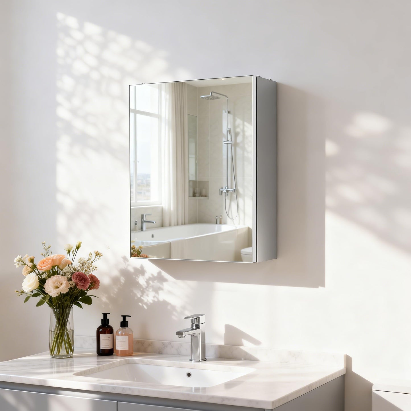 Olyvren 40 * 50 cm bathroom medicine cabinet with mirror,aluminium frame