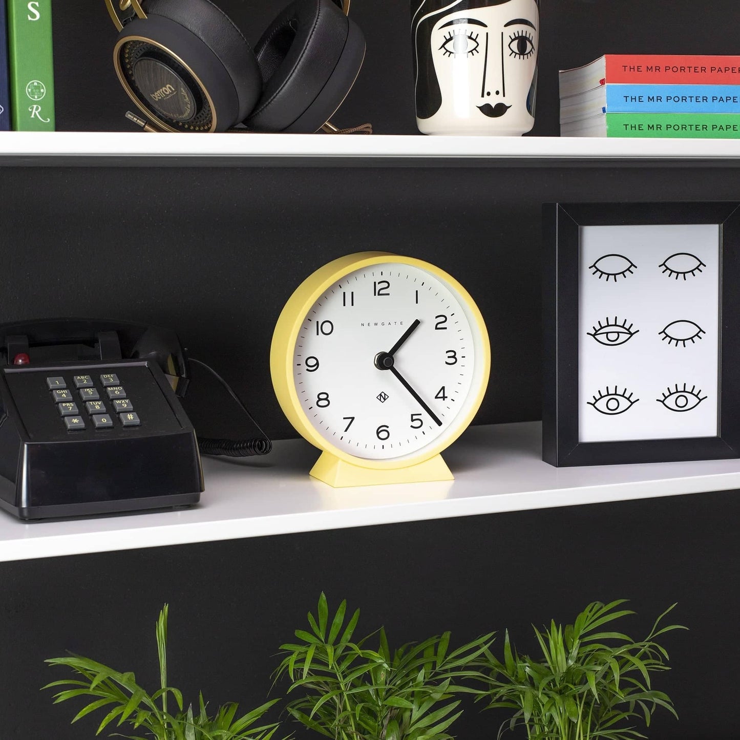 NEWGATE? M Mantel Silent Sweep Mantel Clock - 'No Tick' - A Modern Mantelpiece Clock - Small Mantel Clocks - Minimalist Dial - (Cheeky Yellow)