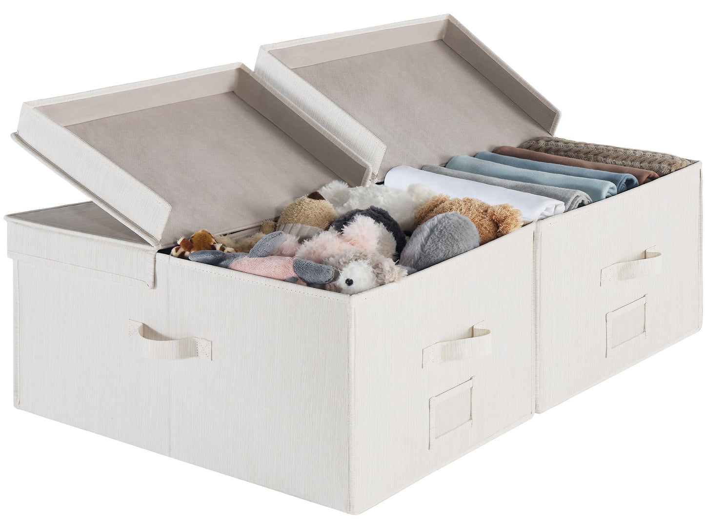 StorageWorks Extra Large Storage Boxes with Lids, 55L Clothes Storage Boxes with Double-Open Lid and Divider Board