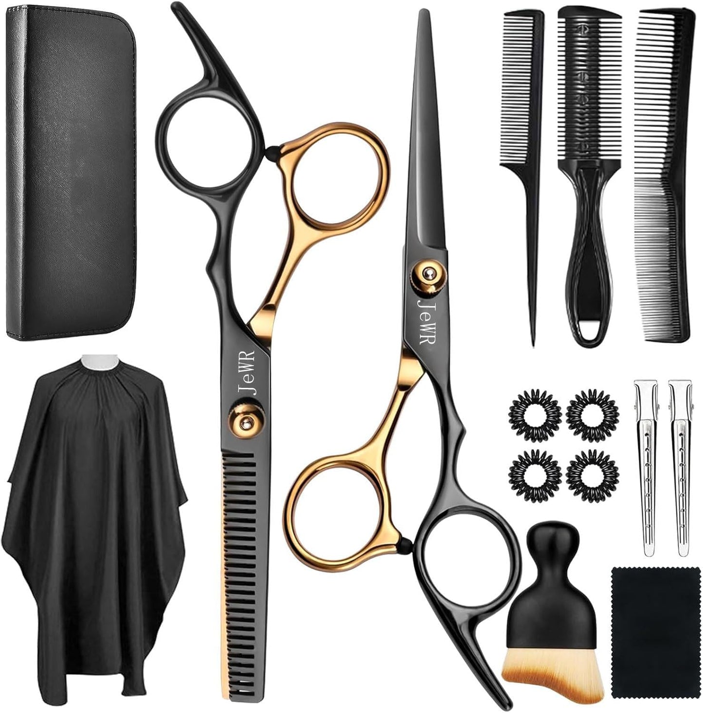 Hairdressing Scissors, 15 Pcs Thinning Scissors Kit, Professional Hairdressing Kit with Protective Case, Extra Sharp and Precise for Hair and Beard